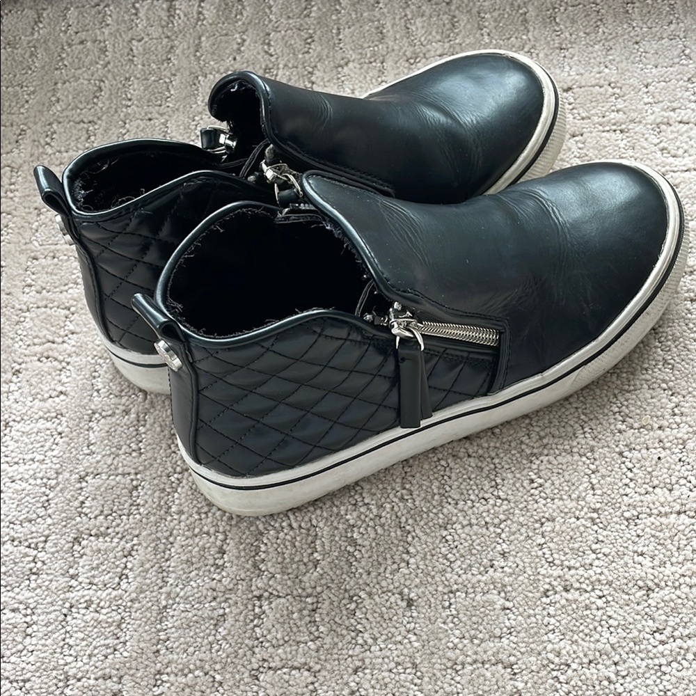 Black Quilted Slip-On Sneakers